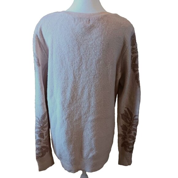 LIZ CLAIBORNE Blush Pink Metalic Floral Soft Sweater L Holiday Sparkle Fall - Picture 6 of 8